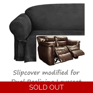 Reclining LOVESEAT Slipcover Black Suede 2-Seater Dual Recliner Cover